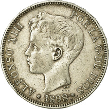Moeda, Espanha, Alfonso XIII, 5 Pesetas, 1898, Madrid, VF(30-35), Prata, KM:707