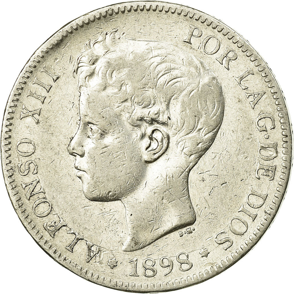 Monnaie, Espagne, Alfonso XIII, 5 Pesetas, 1898, Madrid, TB+, Argent, KM:707