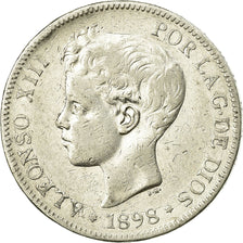 Monnaie, Espagne, Alfonso XIII, 5 Pesetas, 1898, Madrid, TB+, Argent, KM:707