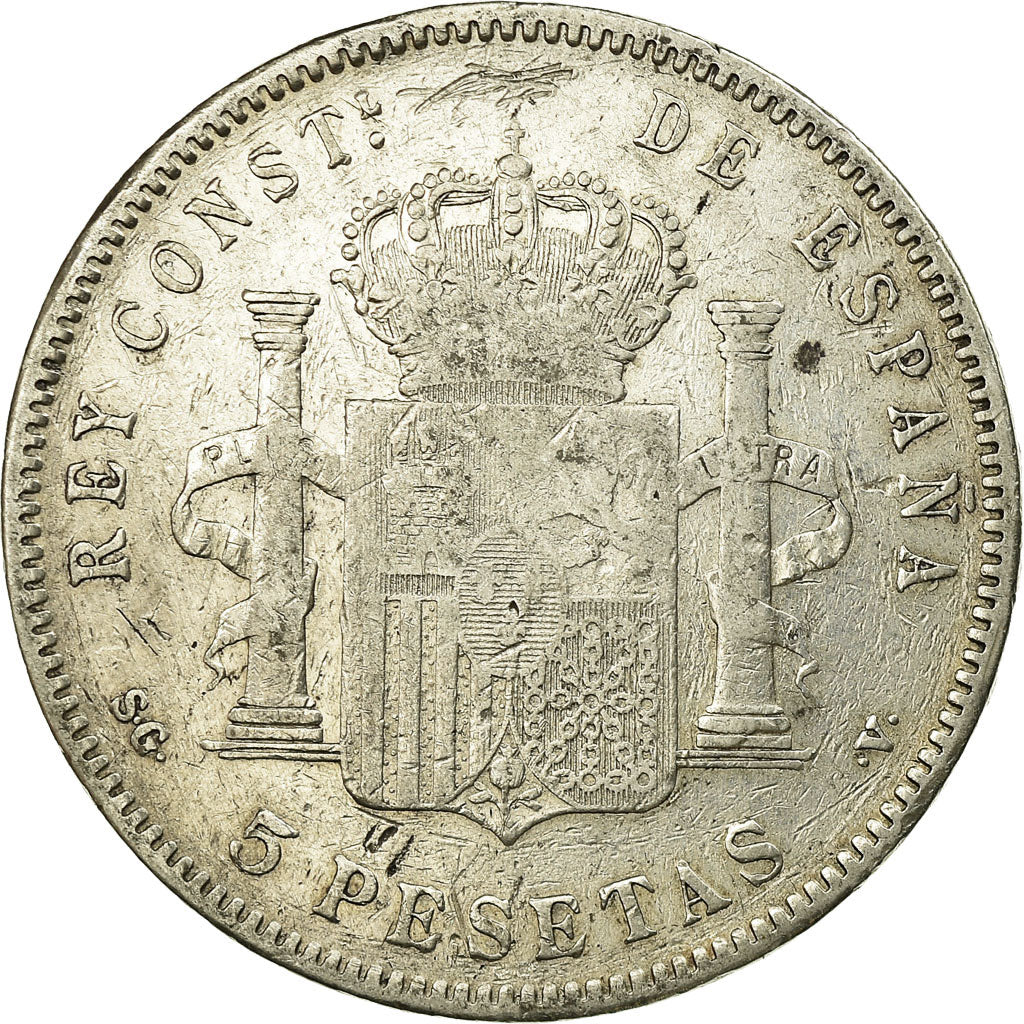 Monnaie, Espagne, Alfonso XIII, 5 Pesetas, 1898, Madrid, TB+, Argent, KM:707
