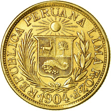 Moneda, Perú, Libra, Pound, 1904, EBC+, Oro, KM:207