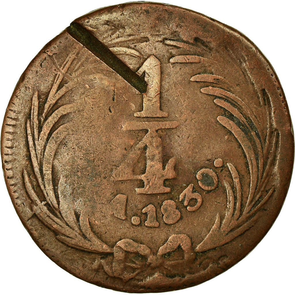 Coin, Mexico, 1/4 Real, Un Quarto/Una Quartilla, 1830, Mexico City, VF(20-25)