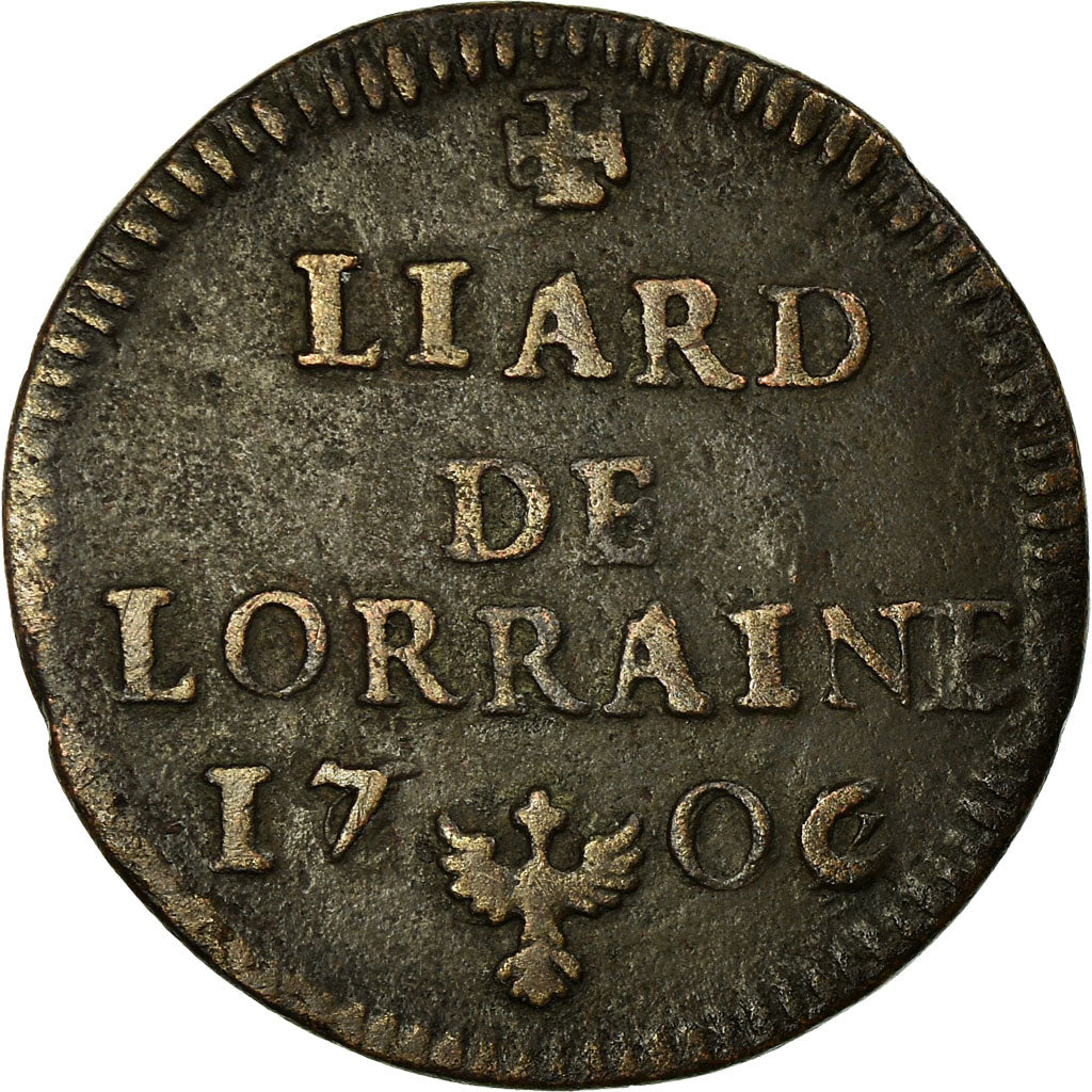 Moneta, Francja, Liard de Lorraine, 1706, Nancy, VF(30-35), Miedź, Boudeau:1594