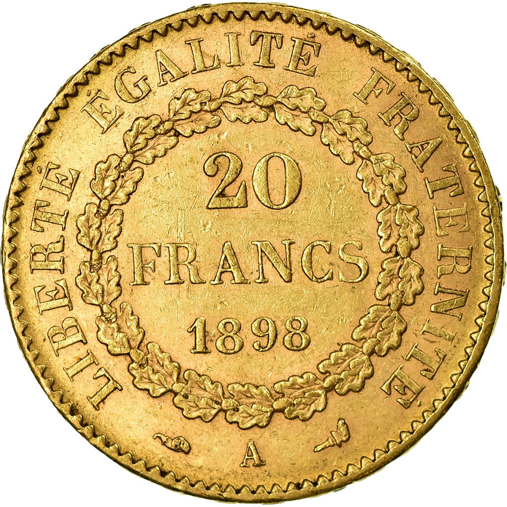 Moneda, Francia, Génie, 20 Francs, 1898, Paris, MBC+, Oro, KM:825