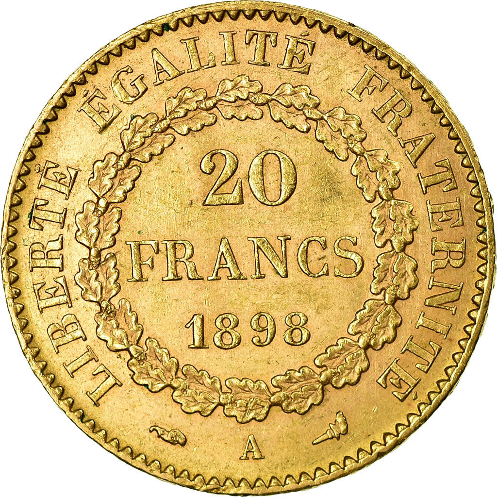 Moneda, Francia, Génie, 20 Francs, 1898, Paris, MBC+, Oro, KM:825