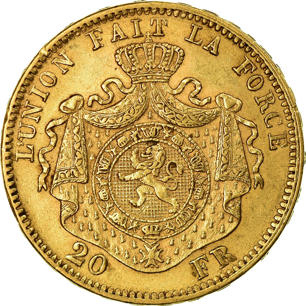 Munten, België, Leopold II, 20 Francs, 20 Frank, 1870, ZF, Goud, KM:32