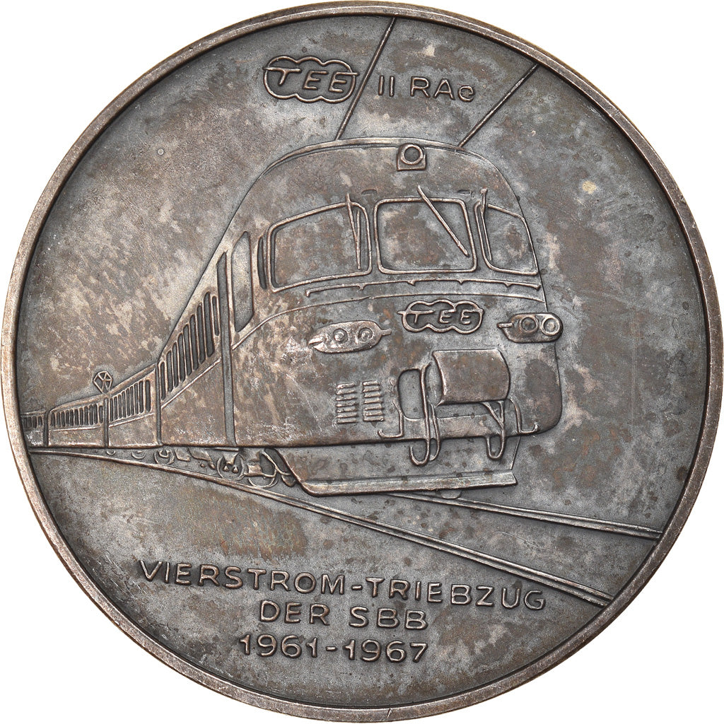 Switzerland, Medal, 125 Jahre Schweizer Eisenbahnen, TEE, Railway, 1972