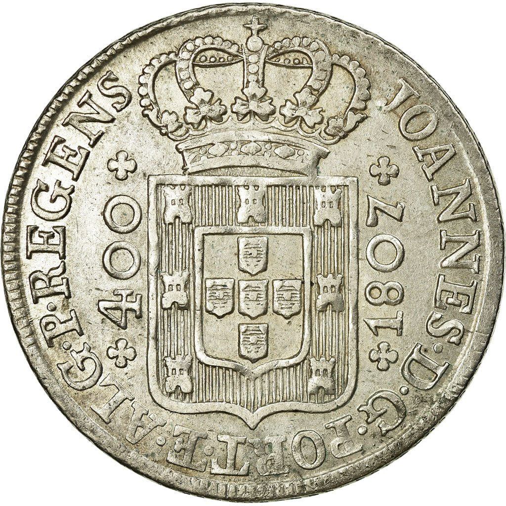 Coin, Portugal, Jo, 400 Reis, Pinto, 480 Reis, 1807, Lisbon, AU(55-58), Silver