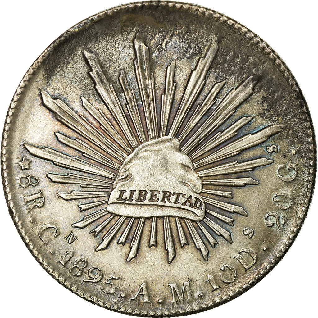 Coin, Mexico, 8 Reales, 1895, Culiacan, AU(55-58), Silver, KM:377.3