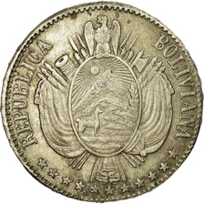 Moneda, Bolivia, Boliviano, 1868, MBC, Plata, KM:152.2