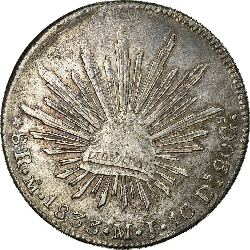 Moneta, Messico, 8 Reales, 1833, Mexico City, MB+, Argento, KM:377.10