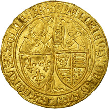 Moeda, França, Henri VI, Salut d'or, 1423, Saint Lô, AU(50-53), Dourado
