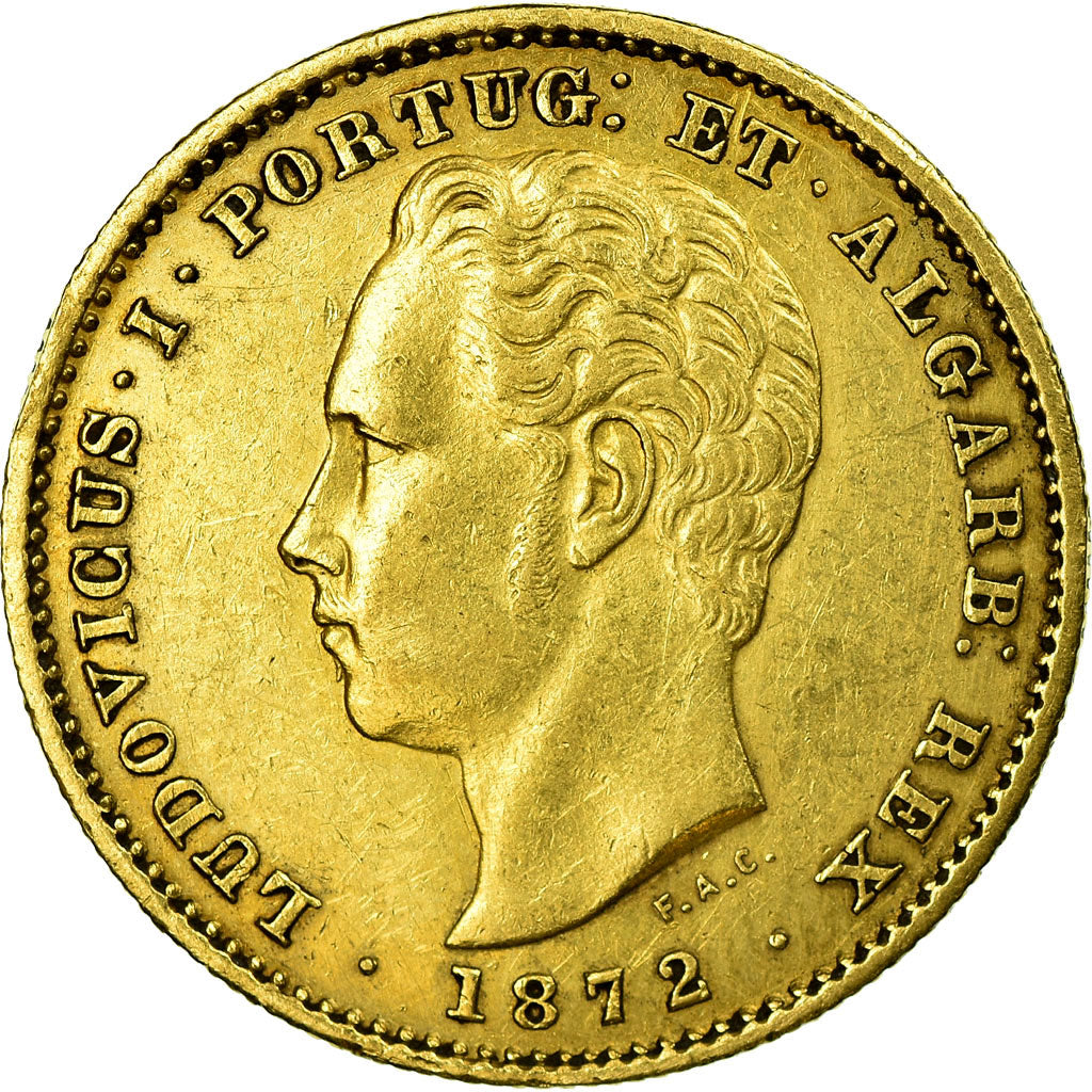 Moneta, Portogallo, Luiz I, 5000 Reis, 1872, BB, Oro, KM:516