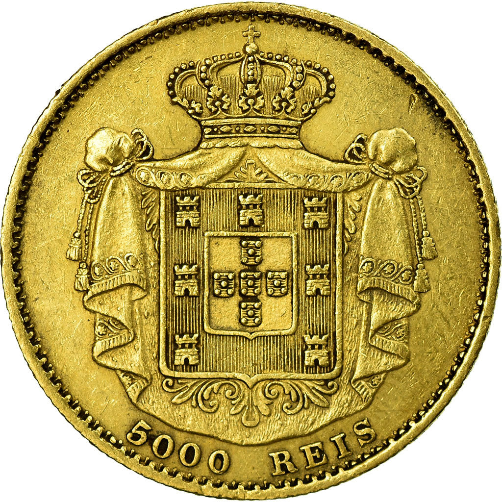 Moneta, Portogallo, Luiz I, 5000 Reis, 1872, BB, Oro, KM:516