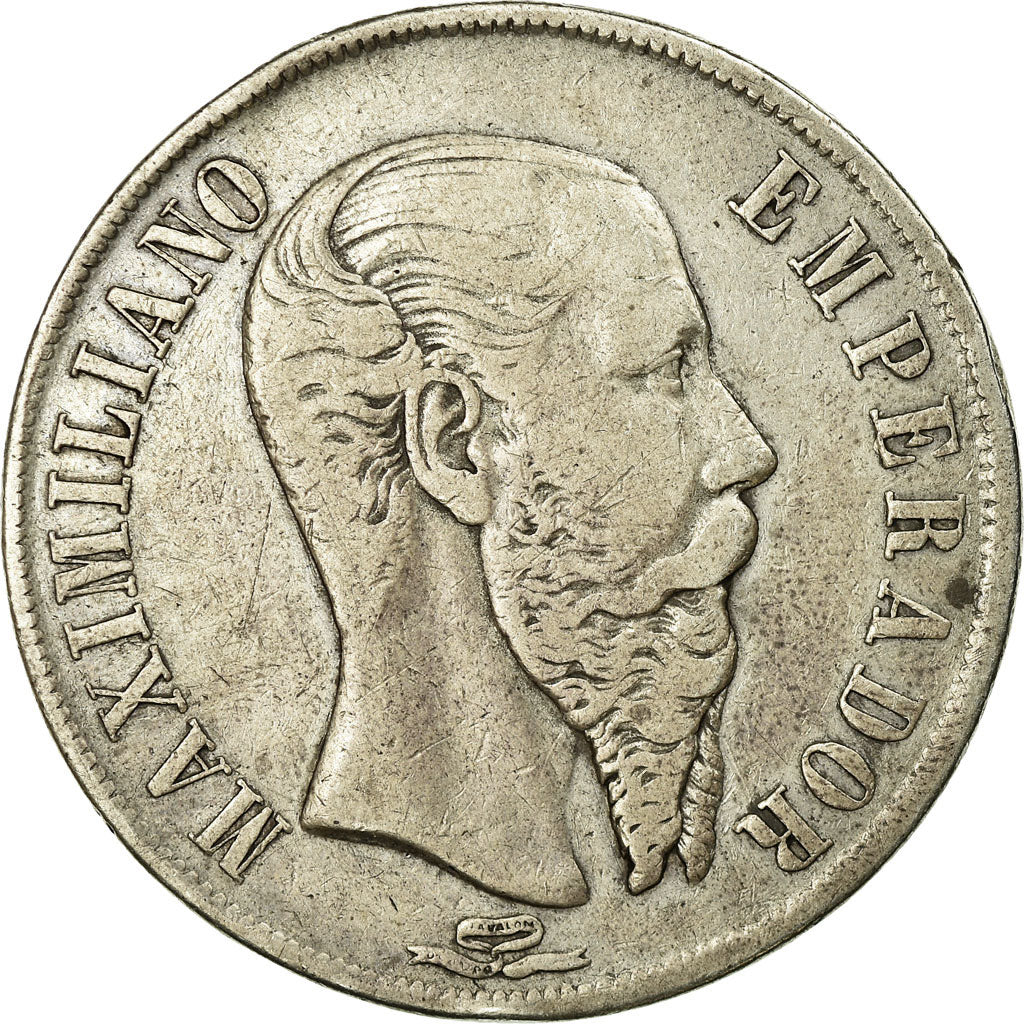 Coin, Mexico, Maximilian, Peso, 1866, Mexico City, VF(30-35), Silver, KM:388.1