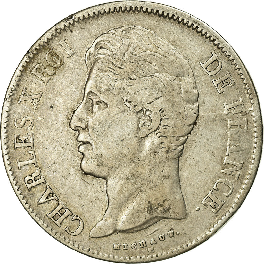 Coin, France, Charles X, 5 Francs, 1828, Perpignan, VF(20-25), Silver, KM:728.11