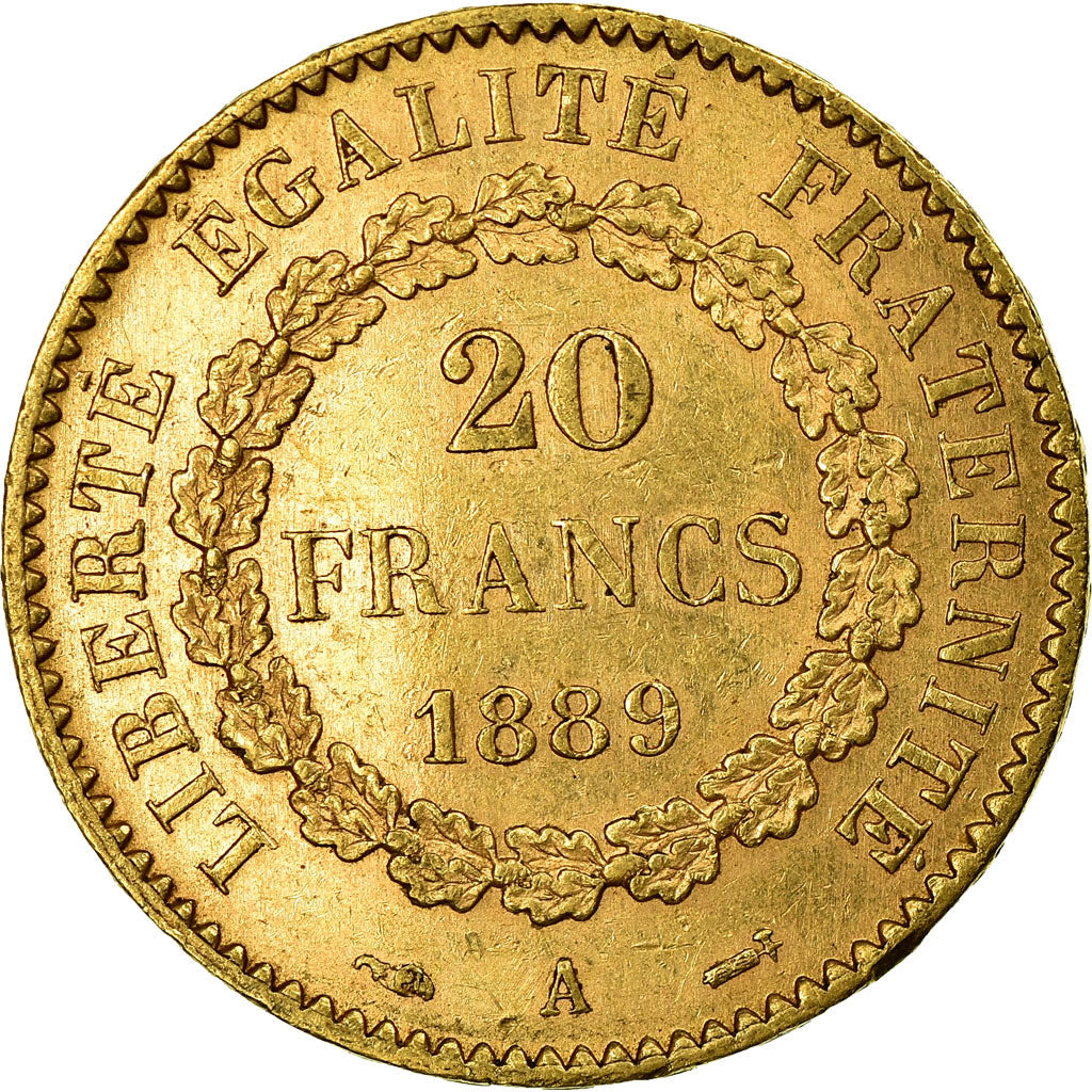 Monnaie, France, Génie, 20 Francs, 1889, Paris, TTB, Or, Gadoury:1063, KM:825