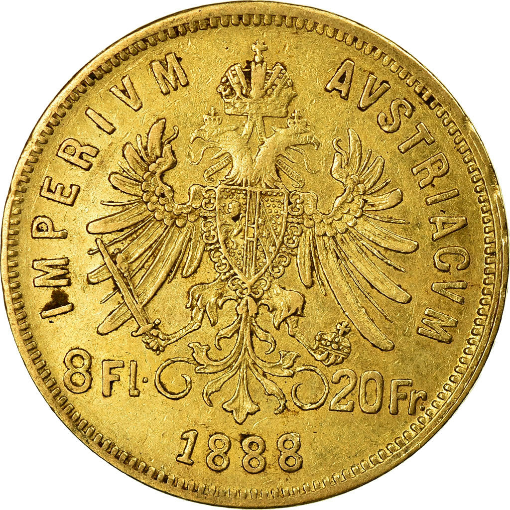 Munten, Oostenrijk, Franz Joseph I, 8 Florins-20 Francs, 1888, Vienna, ZF+