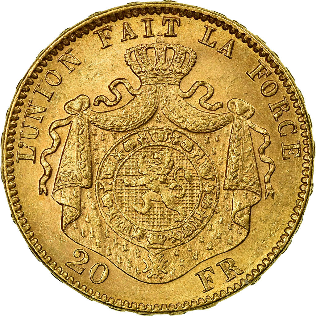 Coin, Belgium, Leopold II, 20 Francs, 20 Frank, 1882, AU(55-58), Gold, KM:37