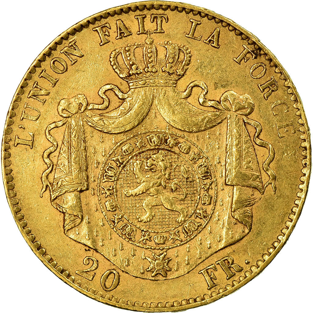 Munten, België, Leopold II, 20 Francs, 20 Frank, 1868, Brussels, ZF+, Goud
