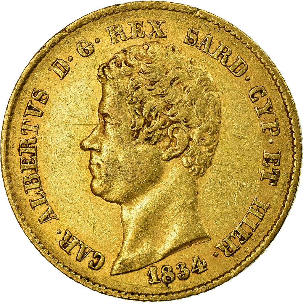 Monnaie, États italiens, SARDINIA, Carlo Alberto, 20 Lire, 1834, Genoa, TB+