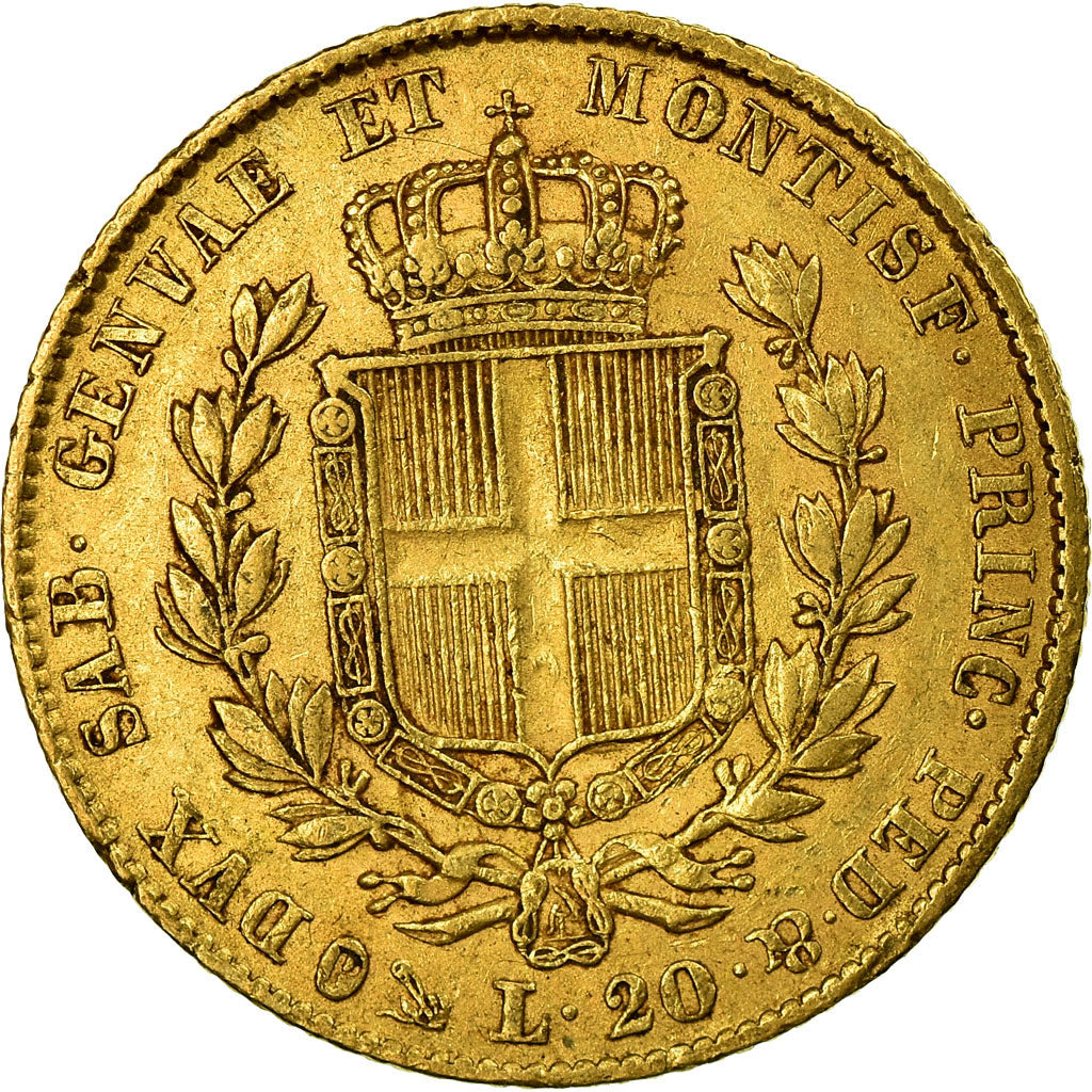 Monnaie, États italiens, SARDINIA, Carlo Alberto, 20 Lire, 1834, Genoa, TB+