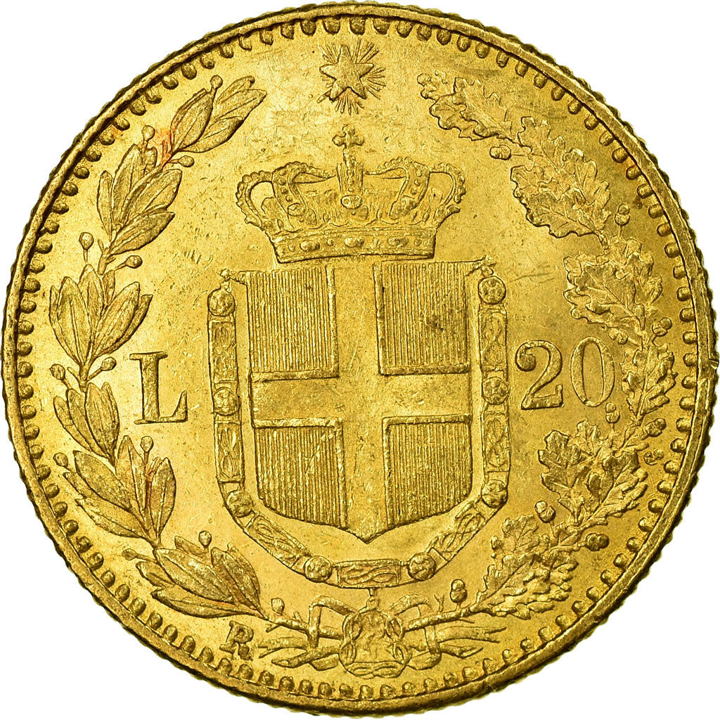 Moeda, Itália, Umberto I, 20 Lire, 1885, Rome, MS(60-62), Dourado, KM:21