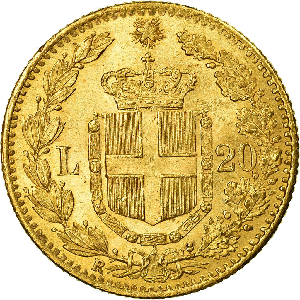 Moeda, Itália, Umberto I, 20 Lire, 1881, Rome, MS(60-62), Dourado, KM:21