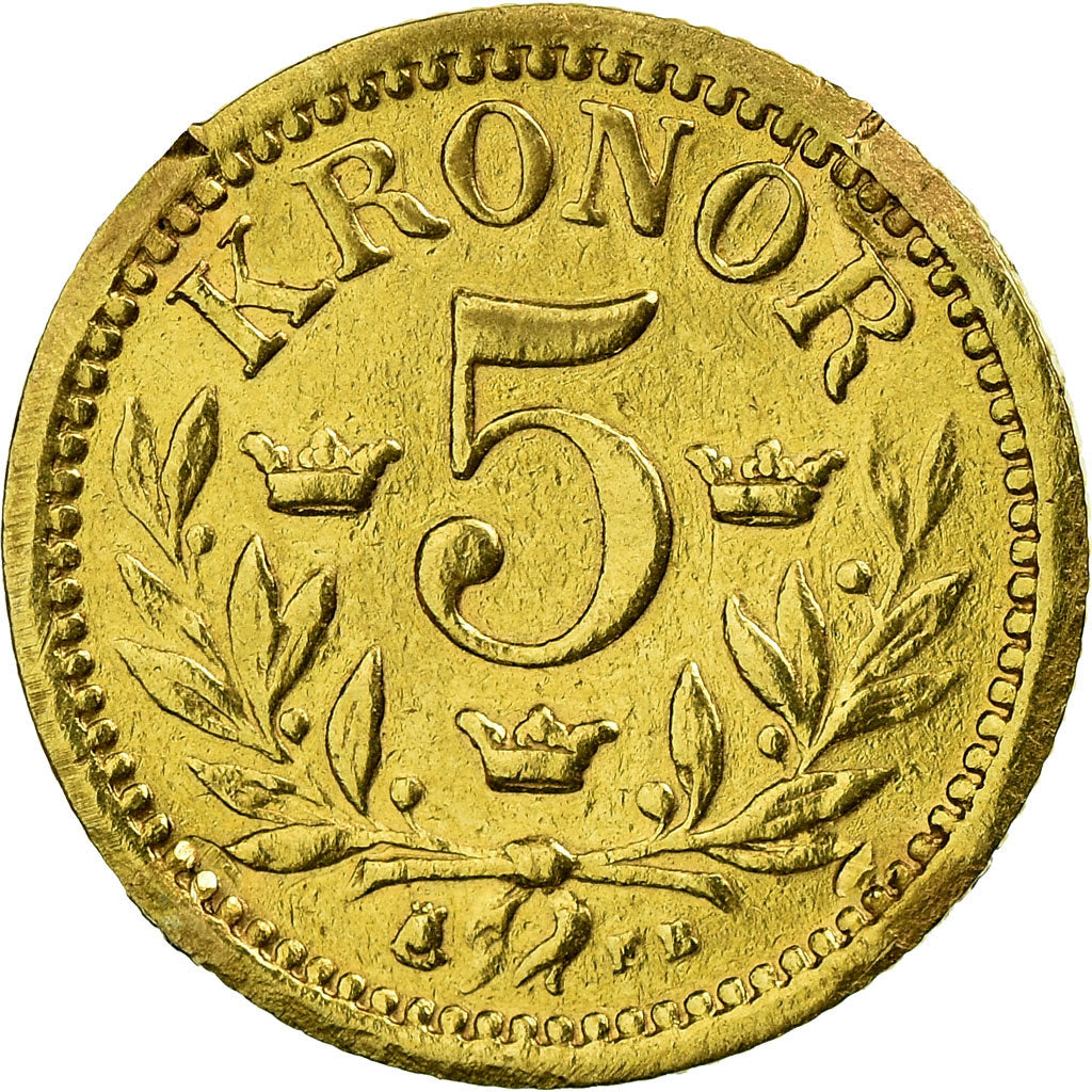 Monnaie, Suède, Oscar II, 5 Kronor, 1894, TB+, Or, KM:756