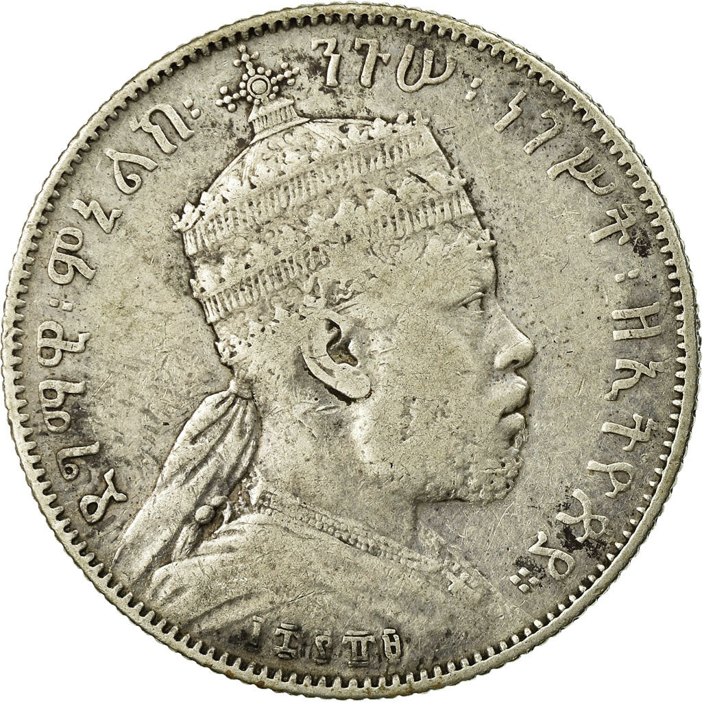 Coin, Ethiopia, Menelik II, 1/2 Birr, 1897, Paris, VF(20-25), Silver, KM:4