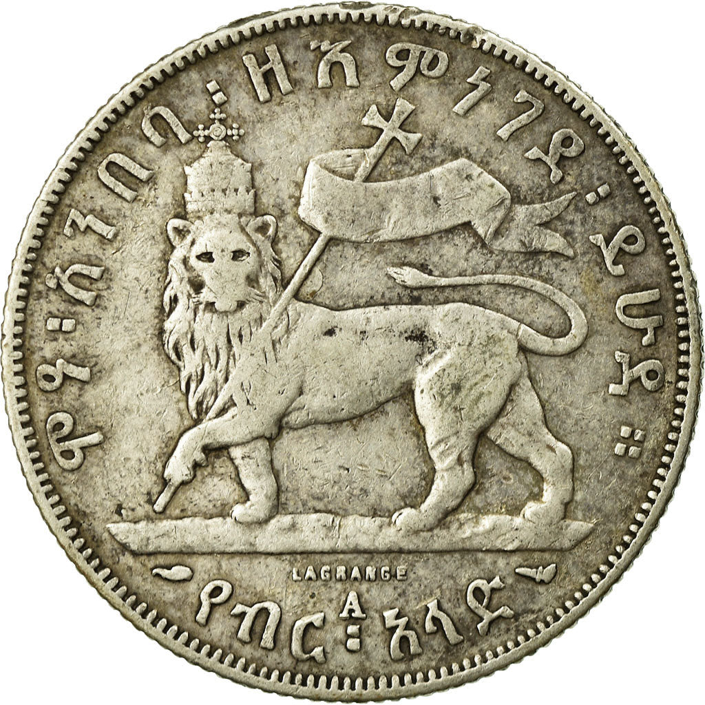 Coin, Ethiopia, Menelik II, 1/2 Birr, 1897, Paris, VF(20-25), Silver, KM:4
