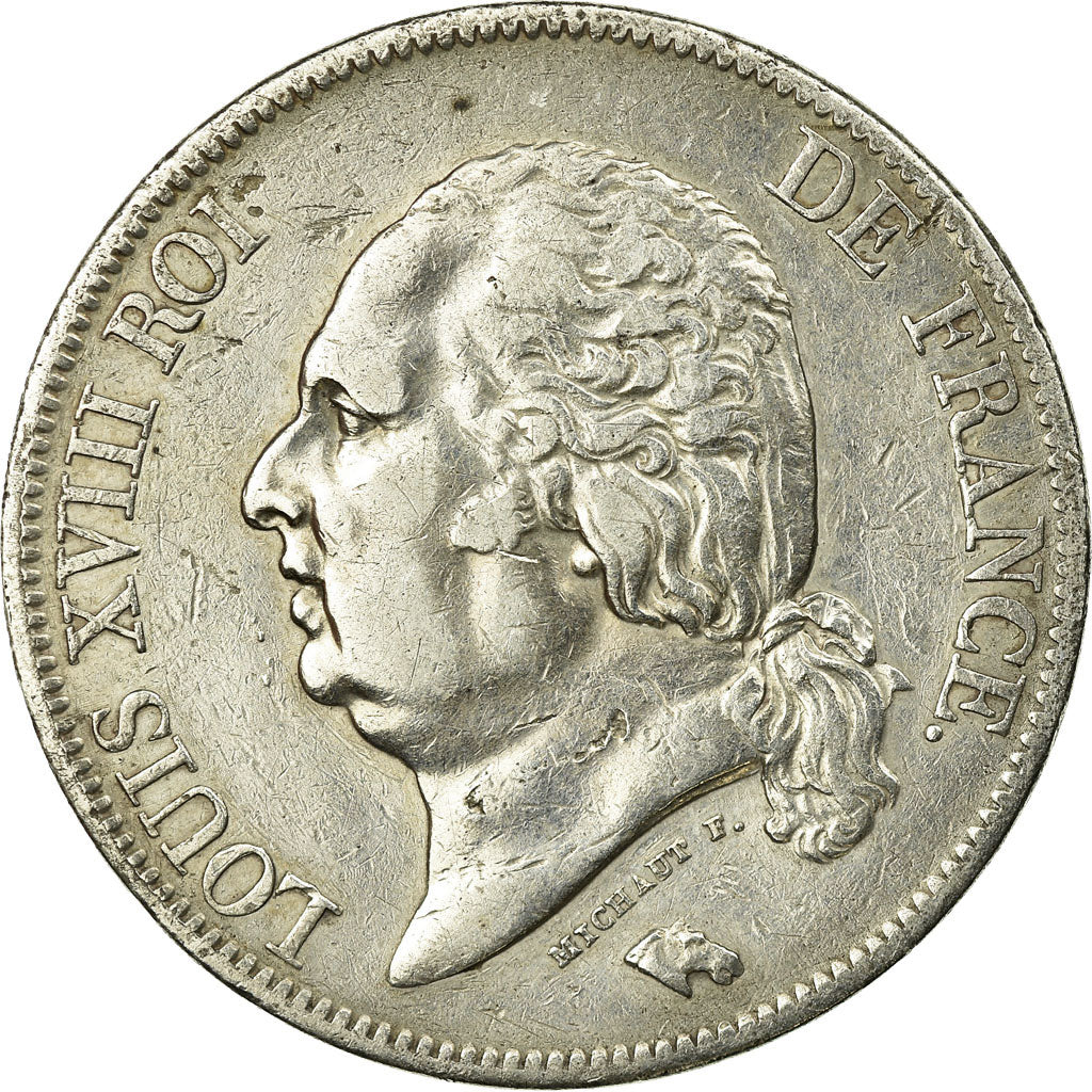 Coin, France, Louis XVIII, Louis XVIII, 5 Francs, 1822, Paris, VF(30-35)