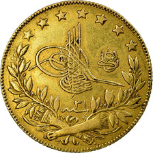 Coin, Turkey, Abdul Hamid II, 100 Kurush, 1906, Qustantiniyah, EF(40-45), Gold