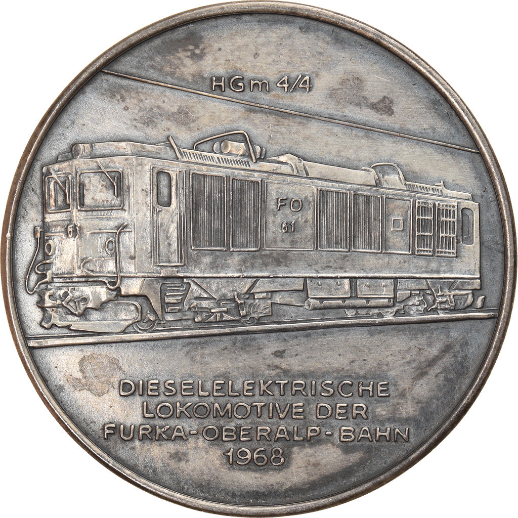 Switzerland, Medal, 125 Jahre Schweizer Eisenbahnen, HGM 4/4, Railway, 1972