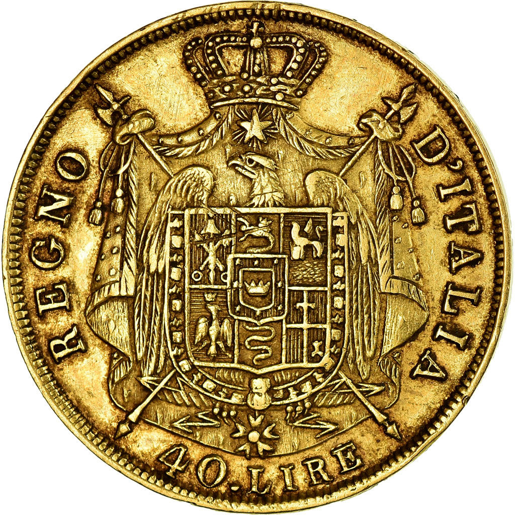 Moeda, ESTADOS ITALIANOS, KINGDOM OF NAPOLEON, Napoleon I, 40 Lire, 1814, Milan