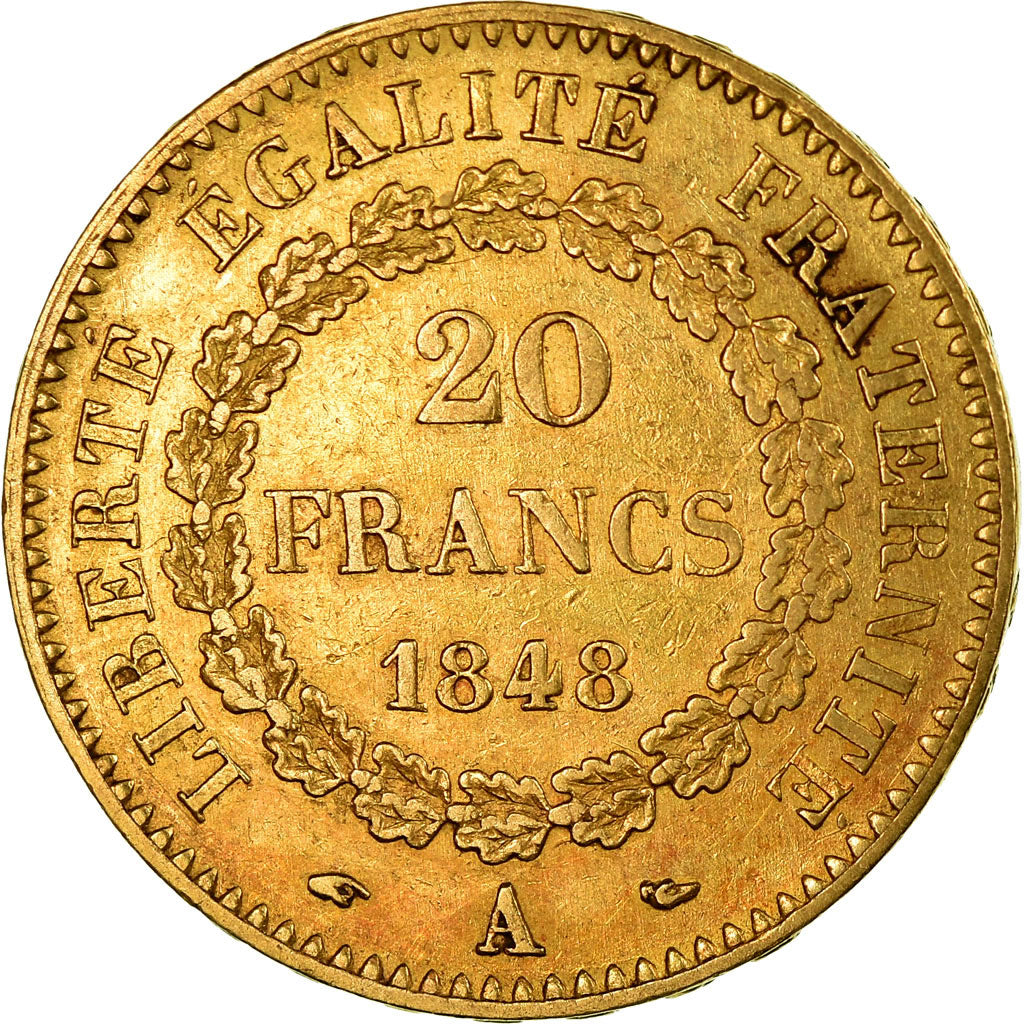 Munten, Frankrijk, Génie, 20 Francs, 1848, Paris, ZF, Goud, KM:757