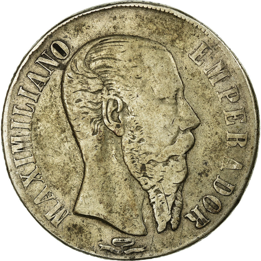 Moneta, Messico, Maximilian, Peso, 1866, Mexico City, MB, Argento, KM:388.1