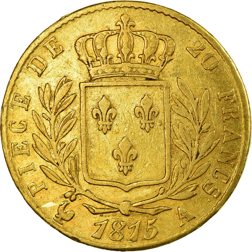 Moneta, Francja, Louis XVIII, 20 Francs, 1815, Paris, VF(30-35), Złoto