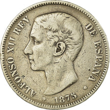 Coin, Spain, Alfonso XII, 5 Pesetas, 1875, VF(30-35), Silver, KM:671