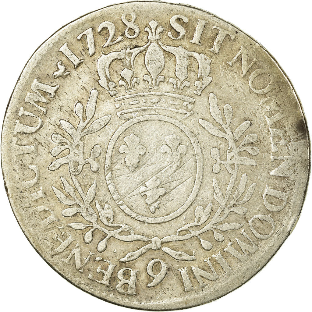 Coin, France, Louis XV, Écu aux branches d'olivier, Ecu, 1728, Rennes
