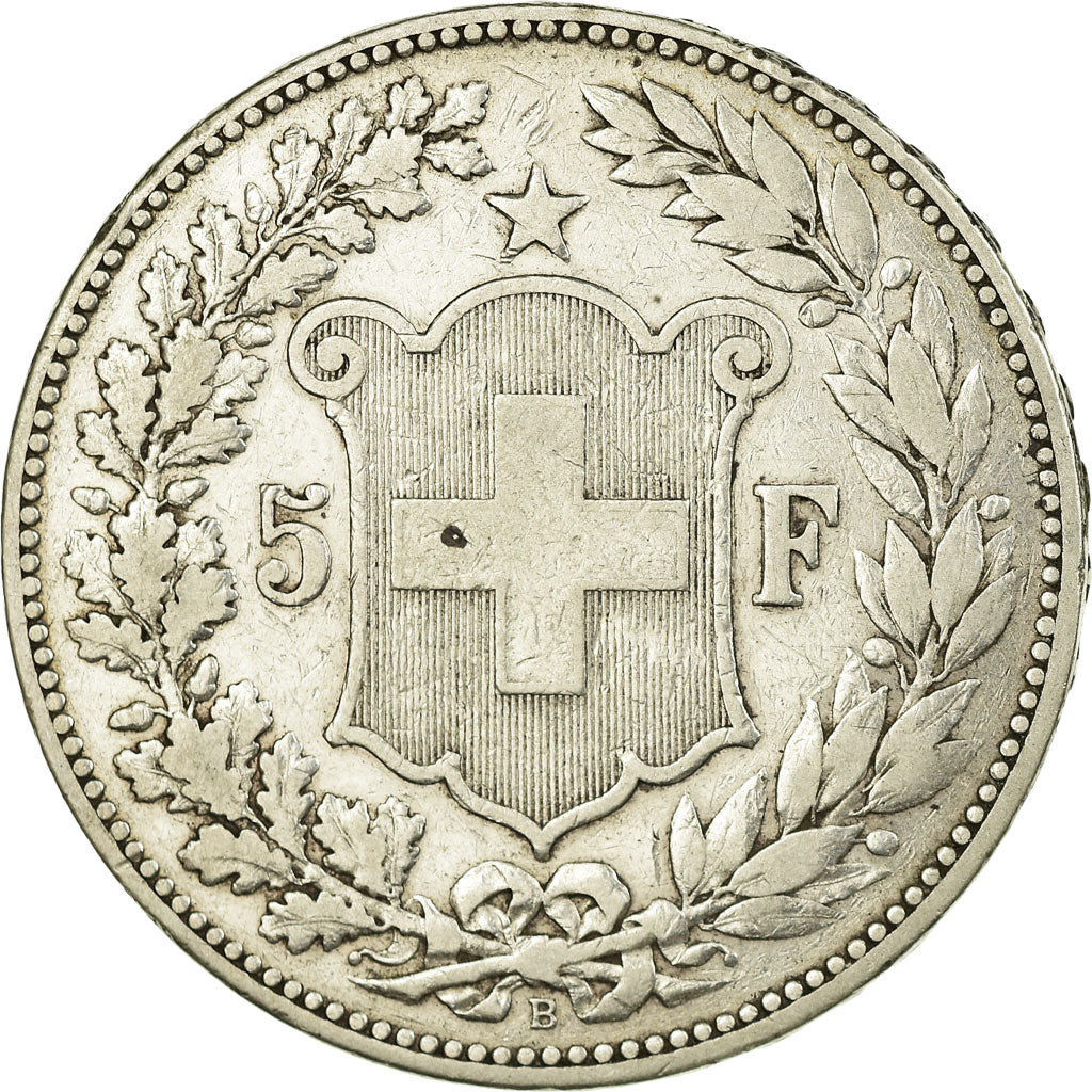 Coin, Switzerland, 5 Francs, 1890, Bern, VF(20-25), Silver, KM:34