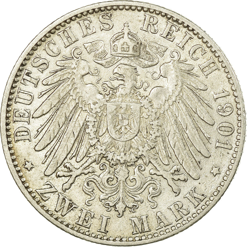 Coin, German States, HAMBURG, 2 Mark, 1901, Hamburg, VF(30-35), Silver, KM:612