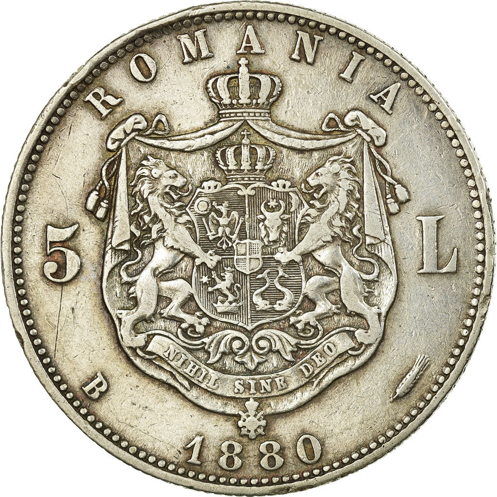 Moneta, Romania, Carol I, 5 Lei, 1880, Bucarest, BB, Argento, KM:12