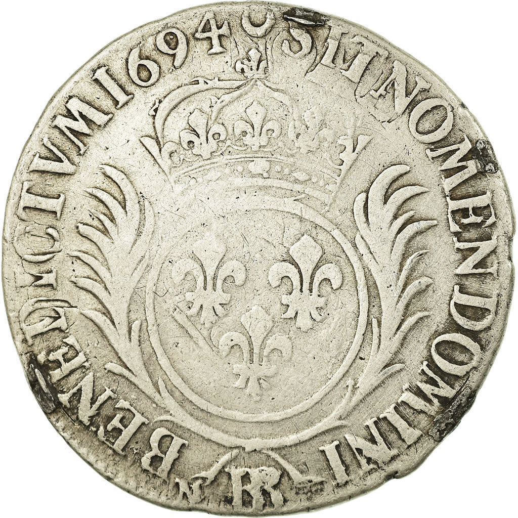 Munten, Frankrijk, Louis XIV, 1/4 Écu aux palmes, 1/4 Ecu, 1694, Strasbourg