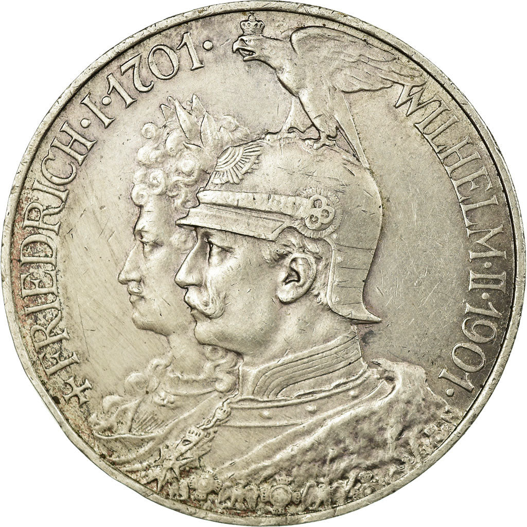 Moneta, Stati tedeschi, PRUSSIA, Wilhelm II, 5 Mark, 1901, Berlin, BB+, Argento