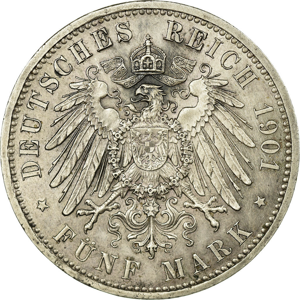 Moneta, Stati tedeschi, PRUSSIA, Wilhelm II, 5 Mark, 1901, Berlin, BB+, Argento