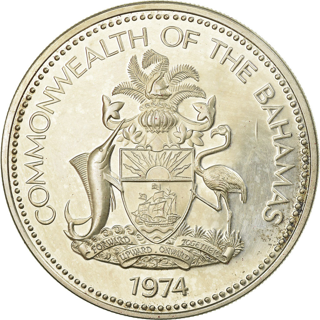 Coin, Bahamas, Elizabeth II, 5 Dollars, 1974, Franklin Mint, U.S.A., MS(63)