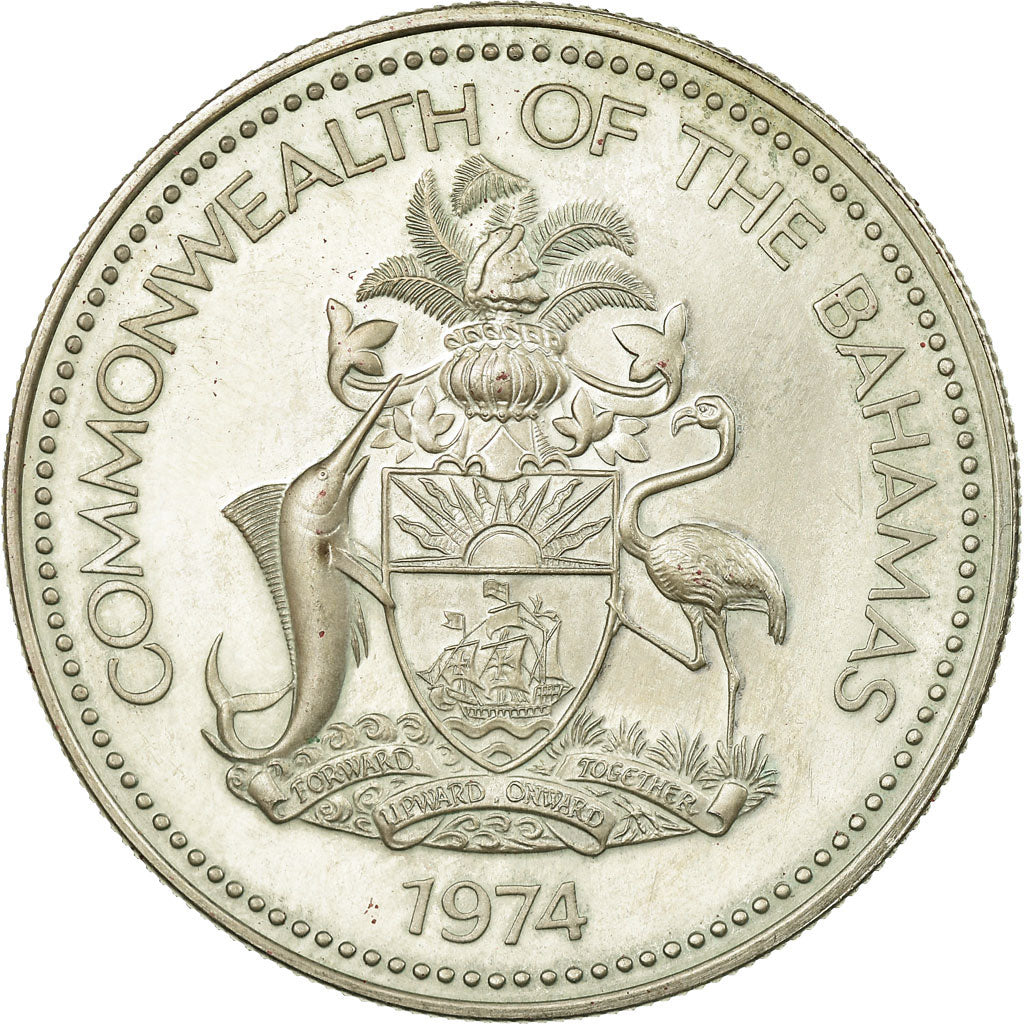 Coin, Bahamas, Elizabeth II, Dollar, 1974, Franklin Mint, U.S.A., MS(65-70)