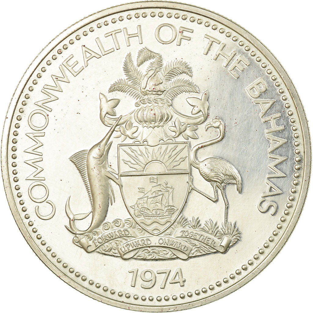 Coin, Bahamas, Elizabeth II, 2 Dollars, 1974, Franklin Mint, U.S.A., MS(63)