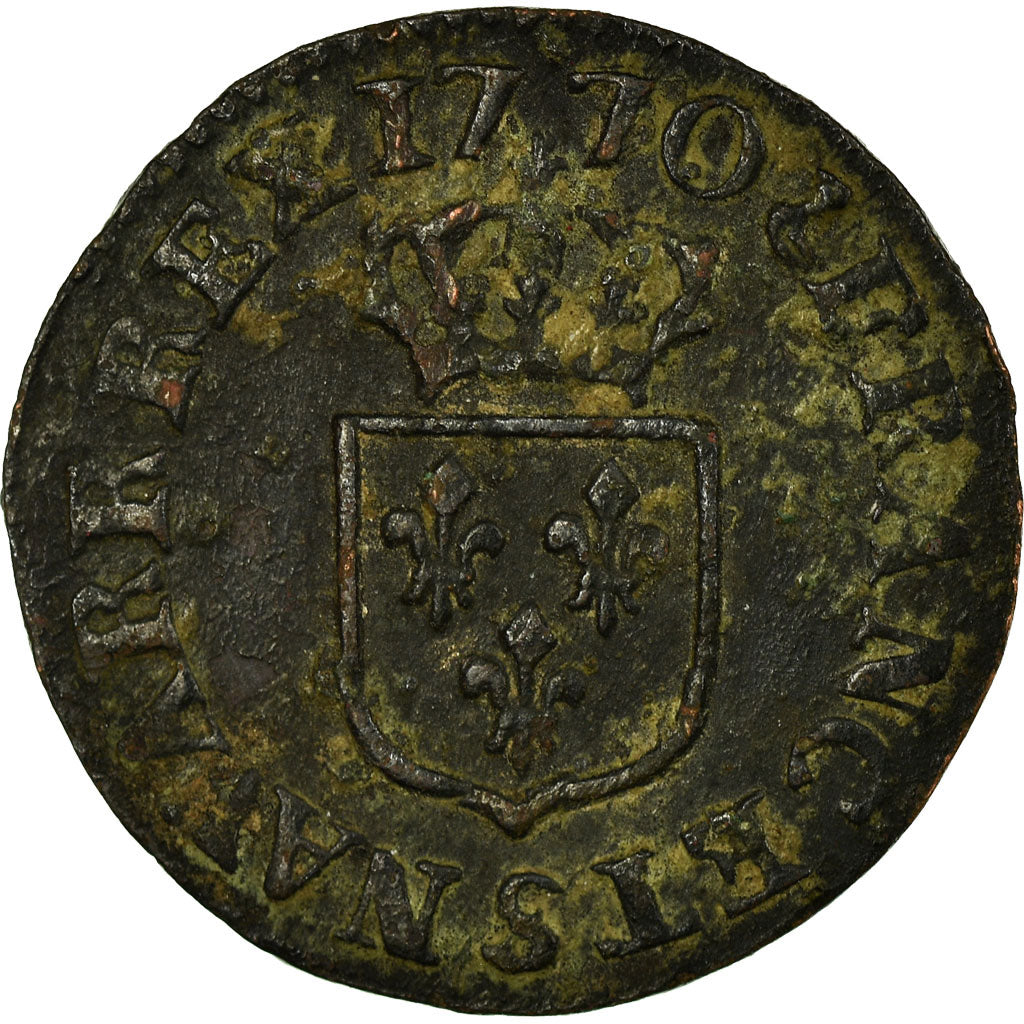 Moeda, França, Louis XV, Liard à la vieille tête, Liard, 1770, Reims